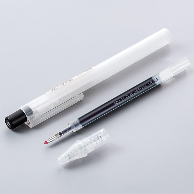 日本MUJI無印良品文具凝膠墨水筆0.5按動筆筆芯學生考試用中性筆